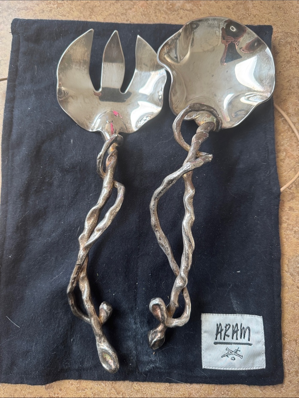 Michael Aram Silver Twisted Branch Salad Servers